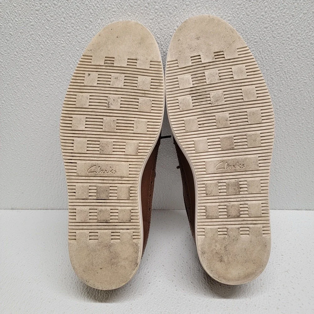 Clarks Mens Calderon Limit Sneaker Oxford Size 8.5 M Tan Leather Wingtip Shoe